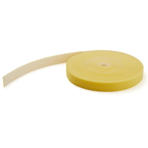 Hook and Loop Cable Tie 25ft Adjustable Nylon Yellow Reusable