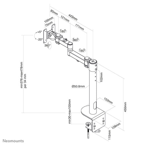 Neomounts FPMA-D960BLACKPLUS monitor mount / stand