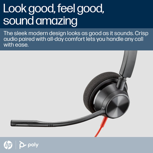 HP Poly Blackwire 3320 Stereo USB-C Headset – Kabelgebunden, Microsoft Teams-zertifiziert, Schwarz