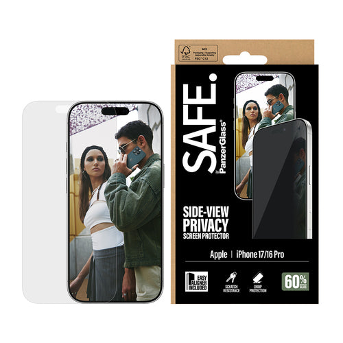 PanzerGlass SAFE. by ® 2-Way Privacy Screen Protector iPhone 17 | iPhone 16 Pro | Ultra-Wide Fit w. EasyAligner