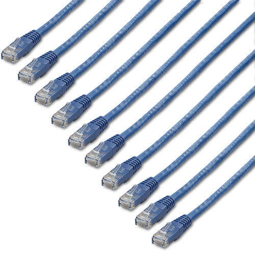 CAT6 Ethernet Cable 3ft 10 Pack Blue U/UTP Molded RJ45 Connectors