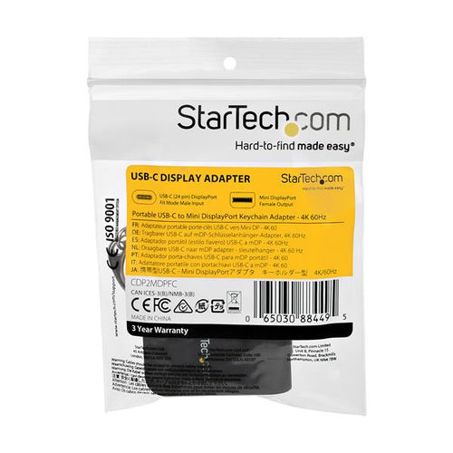 USB-C to Mini DisplayPort Adapter StarTech.com 8K 60Hz Thunderbolt 3 Portable