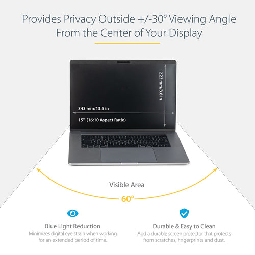 Privacy Screen Filter StarTech 15 Inch Magnetic Blue Light Reduction for MacBook Pro Air