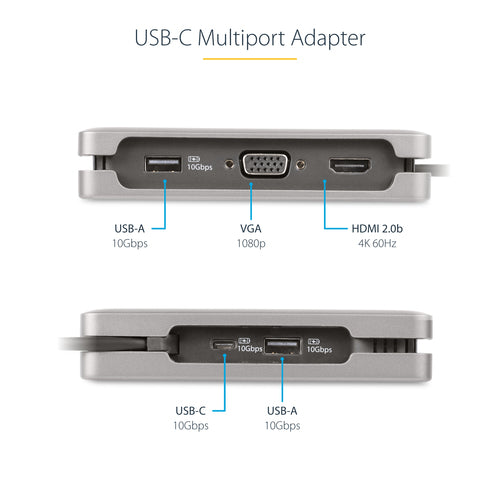 USB-C Multiport Adapter StarTech DKT31CVHPD3 4K 60Hz HDMI VGA USB Hub