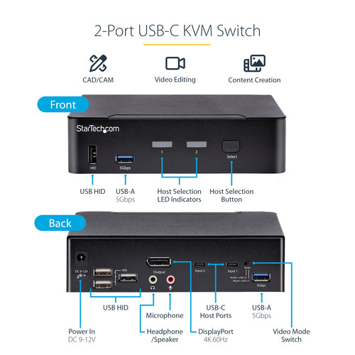 StarTech.com SV231DPUCA KVM Switch - 4K Ultra HD, 5120 x 1440, Multi-Computer Control