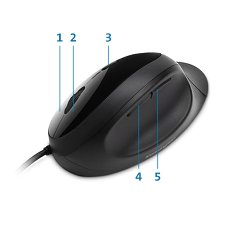 Kensington Pro Fit Ergo Kabelgebundene Maus – Rechtshänder, USB Typ-A, 3200 DPI, Schwarz
