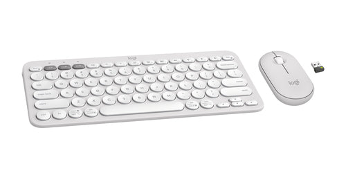 Logitech Pebble 2 Wireless Keyboard and Mouse Combo QWERTY Bluetooth RF White