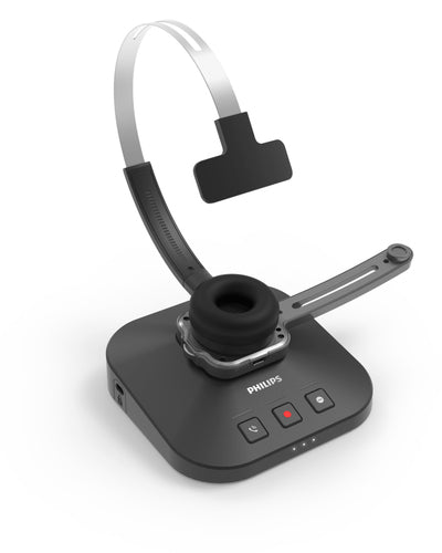 Philips SpeechOne Kabelloses Diktier-Headset, 12 Std. Akkulaufzeit, 70 dB Klarer Klang