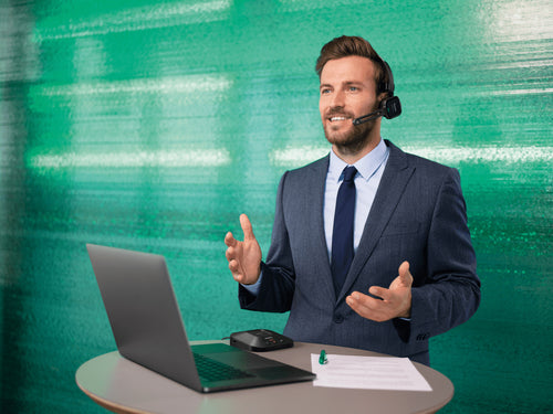 Philips SpeechOne Kabelloses Diktier-Headset, 12 Std. Akkulaufzeit, 70 dB Klarer Klang