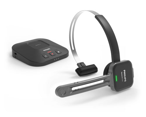 Philips SpeechOne Kabelloses Diktier-Headset, 12 Std. Akkulaufzeit, 70 dB Klarer Klang