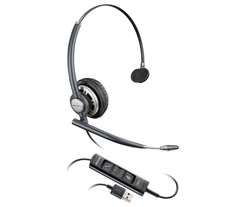 USB-A Monoaural Headset HP Poly EncorePro 715 Wired Lightweight 53g for Calls and Music