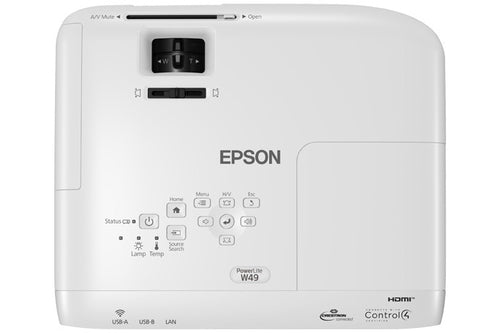 Epson PowerLite W49 WXGA Beamer – 3800 ANSI Lumen, 16:10 Verhältnis