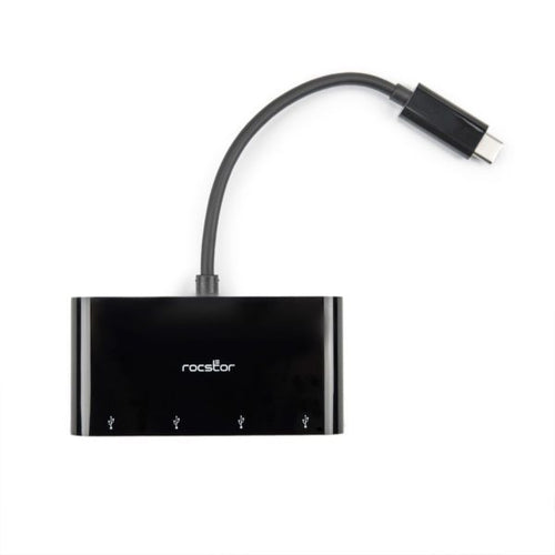 Rocstor USB 2.0 Type-C & USB 3.2 Gen 2 Hub, Schwarz, 240 mm