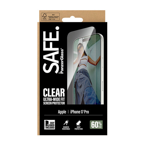 PanzerGlass SAFE. by ® Screen Protector iPhone 17 Pro | Ultra-Wide Fit w. EasyAligner