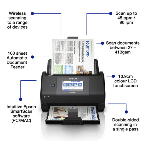 Epson WorkForce ES-590W A4 Scanner 45ppm TC