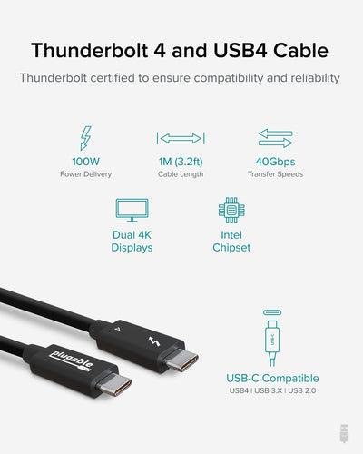Plugable Technologies TBT4-40G1M Thunderbolt cable