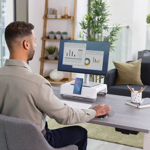 Fellowes Breyta Monitorständer - Verstellbares weißes Design, freistehend, 15 kg Tragkraft