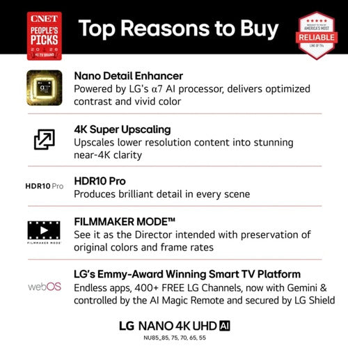 LG NANO 4K UHD AI 85NU850BPUA TV