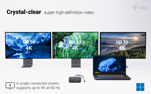 i-tec USB-C DP Dual HDMI Docking Station with Power Delivery 100 W