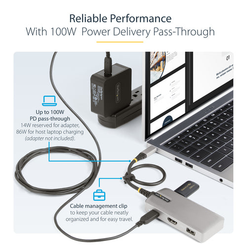 USB-C Multiport Adapter StarTech 4K 60Hz HDMI 100W Power Delivery 3-Port - 104B-USBC-MULTIPORT