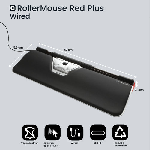 Contour Design RollerMouse Red Plus – Kabelgebundene ergonomische Maus – 2800 DPI – USB Typ-C