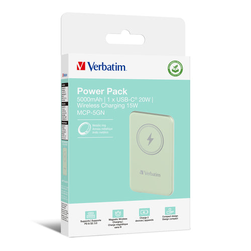 5000mAh Magnetische kabellose Powerbank Quick Charge 3.0 Grün
