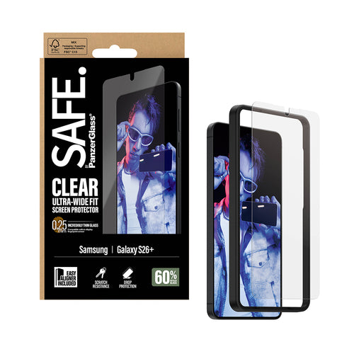 PanzerGlass SAFE. by ® Screen Protector Samsung Galaxy S26+ | Ultra-Wide Fit w. EasyAligner