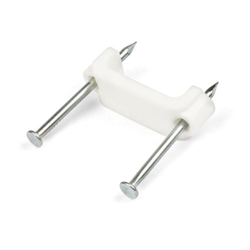 Kabelclips mit Nägeln 100er Pack Wiederverwendbare Nagelklemmen für Ethernet AV Koaxialkabel Weiß