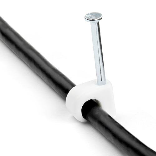 Mittelgroße Kabelclips 100er-Pack wiederverwendbare Kabelbefestigungen Nagelklemmen für Ethernet AV Koaxial Weiß