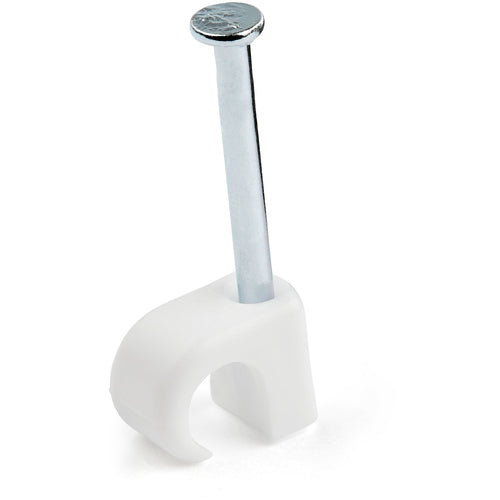 Mittelgroße Kabelclips 100er-Pack wiederverwendbare Kabelbefestigungen Nagelklemmen für Ethernet AV Koaxial Weiß