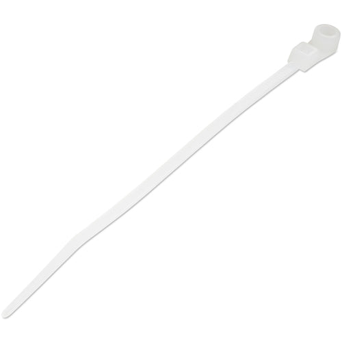 Cable Ties with Mounting Hole 4 Inch Nylon 66 18lb Tensile Strength White Pack of 100