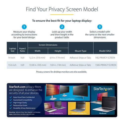 StarTech.com 14G-PRIVACY-SCREEN display privacy filter