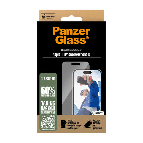PanzerGlass ® Screen Protector iPhone 16 | 15 | Classic Fit