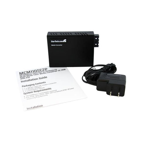 10/100-Multimode-LWL-zu-Ethernet-Medienkonverter SC 2 km StarTech.com mit PoE 100 Mbit/s