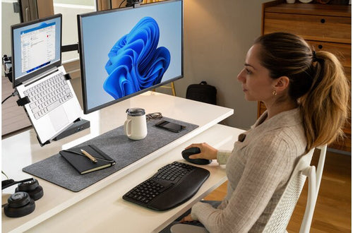 Kensington Pro Fit Ergo KM675 EQ Wireless Desktop Set – Ergonomische QWERTY Tastatur und Maus – Schwarz