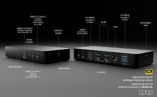 i-tec CAINTGDUAL4KDOCPDUK laptop dock/port replicator