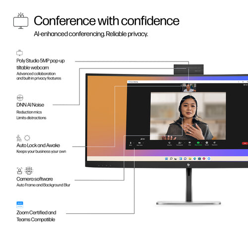 HP Series 5 Pro 34 inch WQHD USB-C Conferencing Monitor - 534pm computer monitor