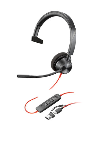 Kabelgebundenes USB-C Headset HP Poly Blackwire 3310 Monaural Leichtgewichtig 103g