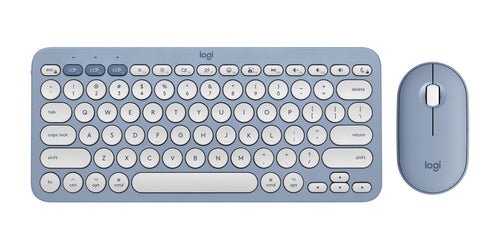 Wireless Keyboard and Mouse Combo for Mac Logitech Pebble 2 QWERTY Bluetooth RF Wireless Scissor Switch Blue