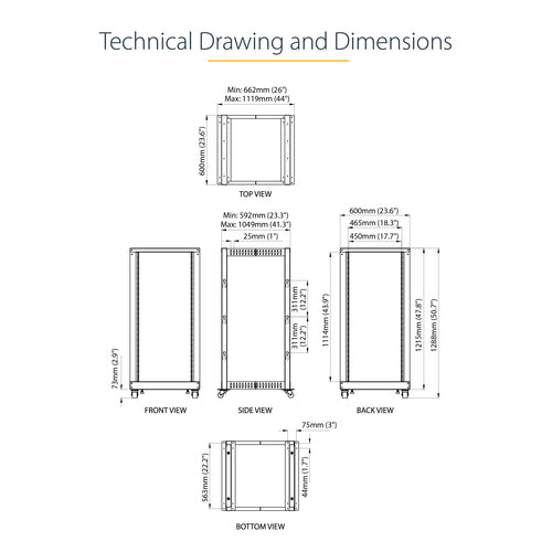 StarTech.com 4POSTRACK25U rack cabinet