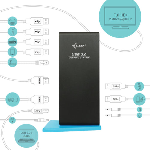 i-tec U3DUALHDMIDOCKUK laptop dock/port replicator