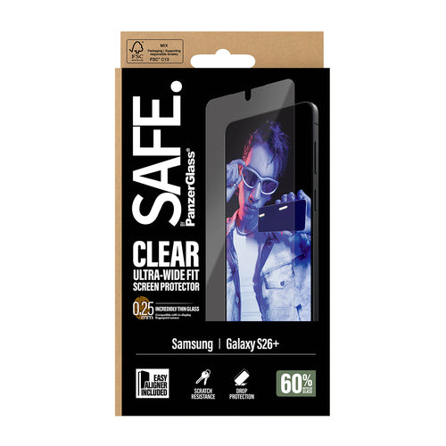 PanzerGlass SAFE. by ® Screen Protector Samsung Galaxy S26+ | Ultra-Wide Fit w. EasyAligner