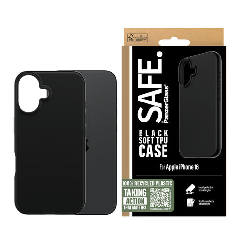PanzerGlass SAFE. by ® TPU Case Black iPhone 16 mobile phone case