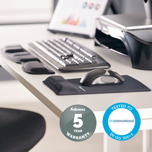 Ergonomisches Mauspad mit Handgelenkauflage, antibakteriellem Schutz und Memory-Schaum, Schwarz