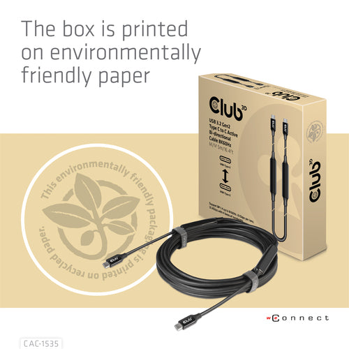 CLUB3D USB 3.2 Gen2 Type C Active Cable - 8K 60Hz, 5m, High-Speed Data Transfer