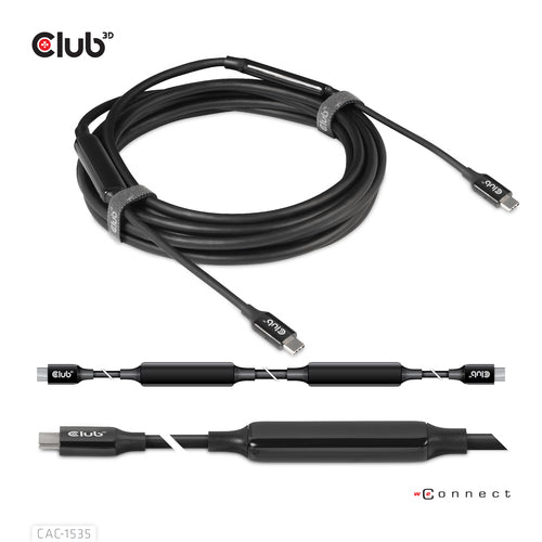 CLUB3D USB 3.2 Gen2 Type C Active Cable - 8K 60Hz, 5m, High-Speed Data Transfer