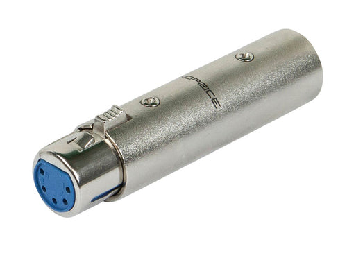 3-poliger Stecker auf 5-polige Buchse DMX-Kabelverbinder aus silbernem Aluminium