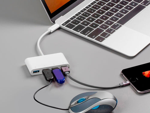 USB 3.2 Hub Type-C & Type-A 5000Mbps Monoprice Weiß