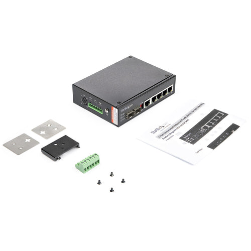 Industrial 6-Port Gigabit Ethernet Switch 4 PoE RJ45 2 SFP 30W