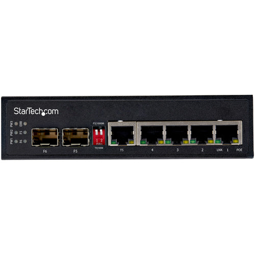 Industrial 6-Port Gigabit Ethernet Switch 4 PoE RJ45 2 SFP 30W